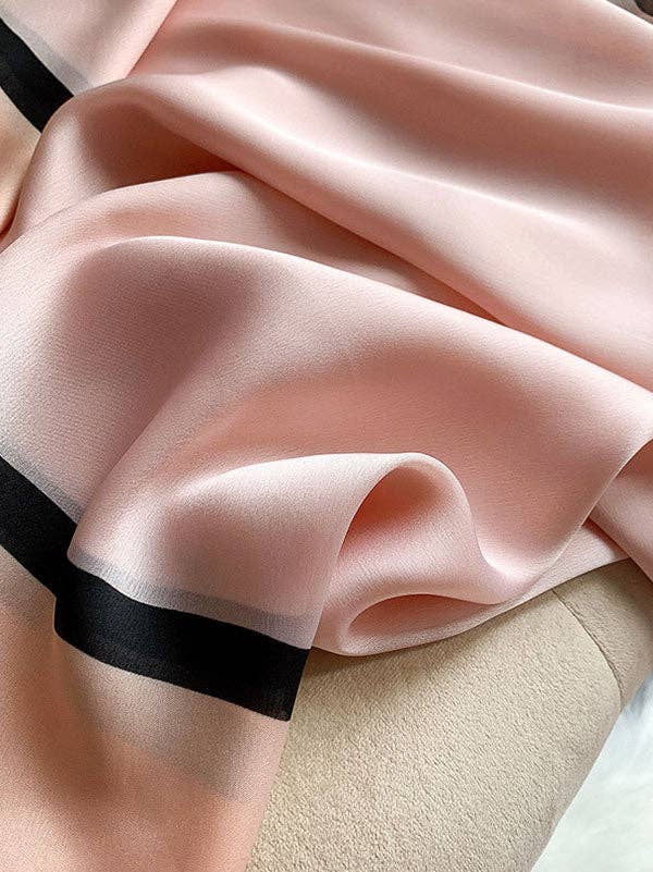 UZ Wholesale Store - Urban Bow-Embellished Printed Contrast Color Shawl: PINK-GRAY / FREE SIZE