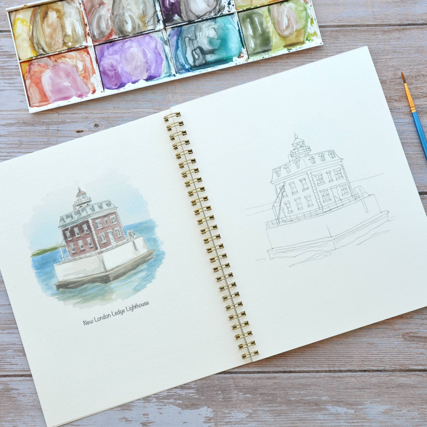 LKA Fine Art - Watercolor workbook, Connecticut Themed Watercoloring book