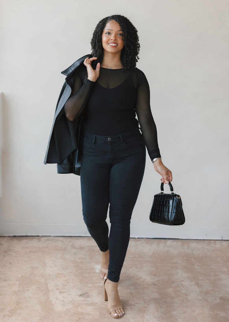 ELIETIAN - Sheer Long Sleeve Top: Curvy