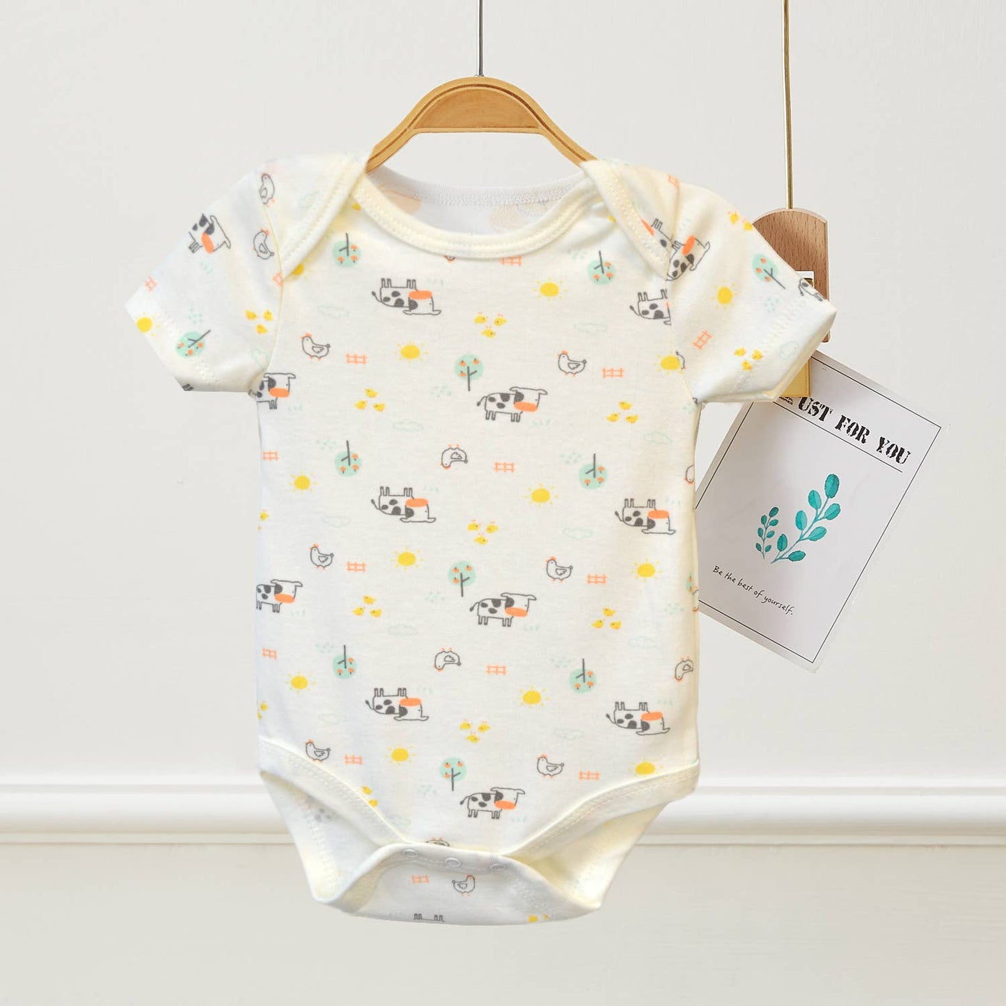 Lollipop Dreams - Pack of 3 Baby Cutie Cow Animal Pattern Bodysuits: 3-6M