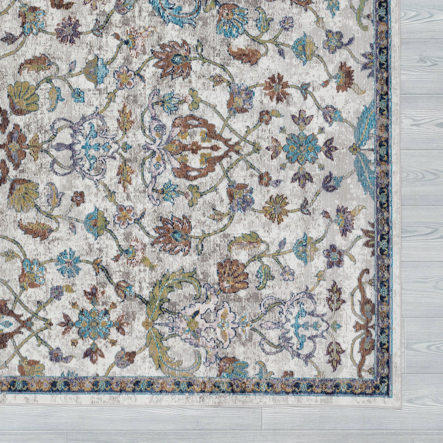 LR Home - Garden Oriental Area Rug - Multi: 7'9" x 9'9" / Gray/Multi