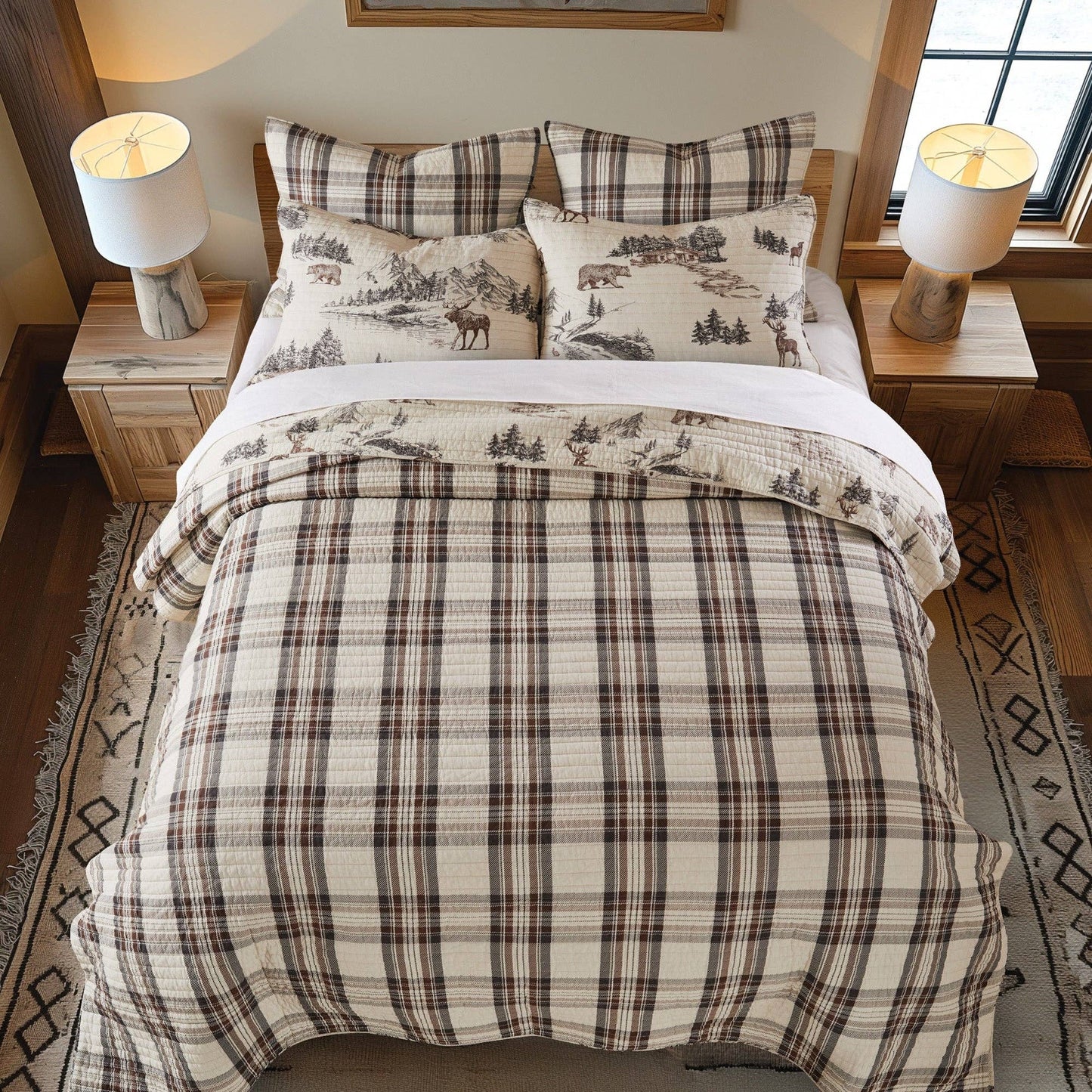Levtex Home - Lodge Toile Quilt Set: Tan / Full/Queen
