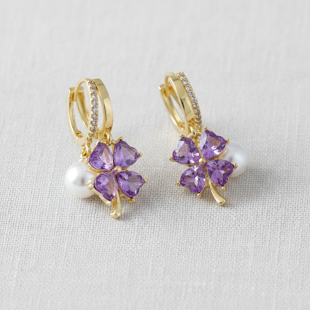 camilla dovey - Pink Zirconia Floral Earrings