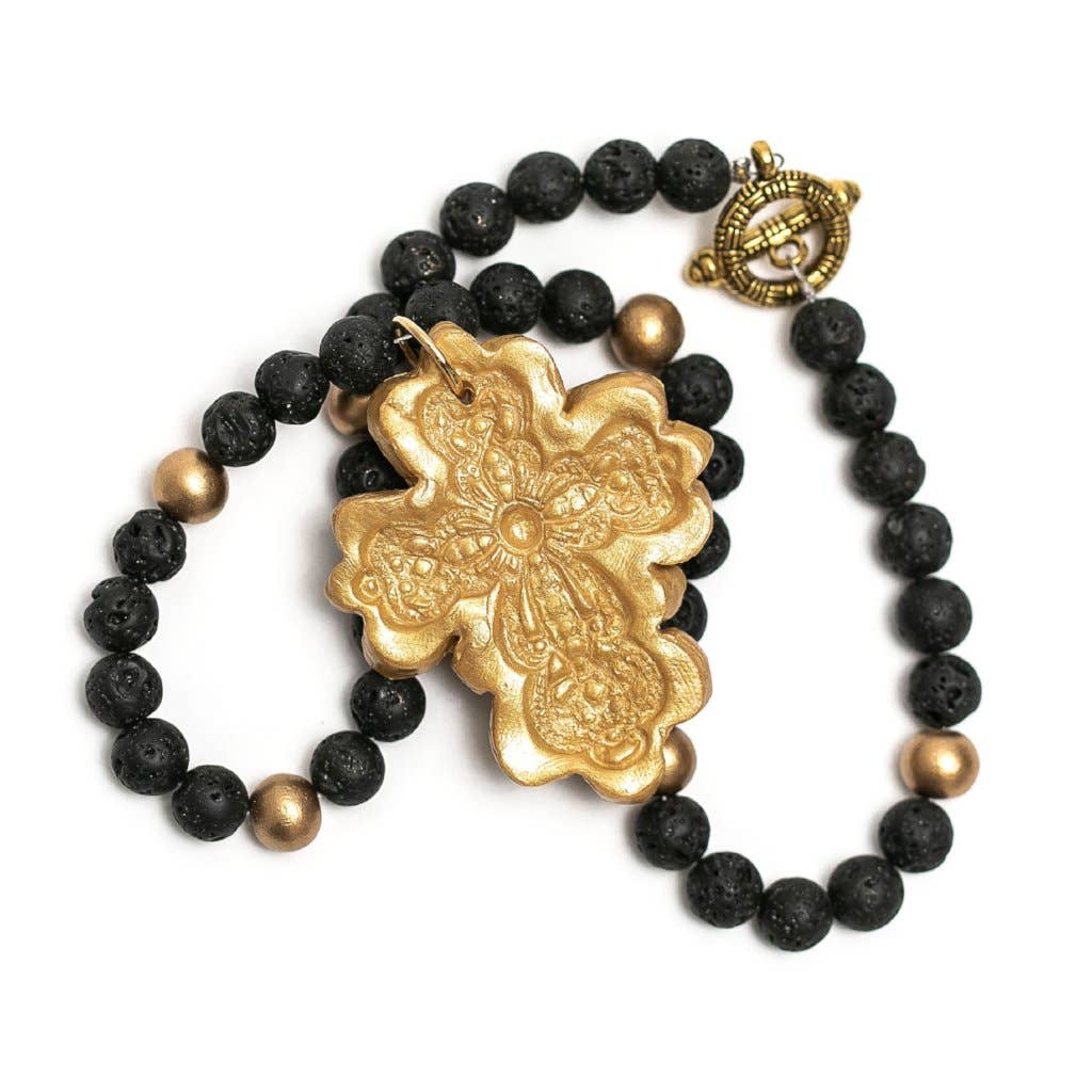 Hidden Truth Jewelry - Black Lava with Cherrie Cross Necklace