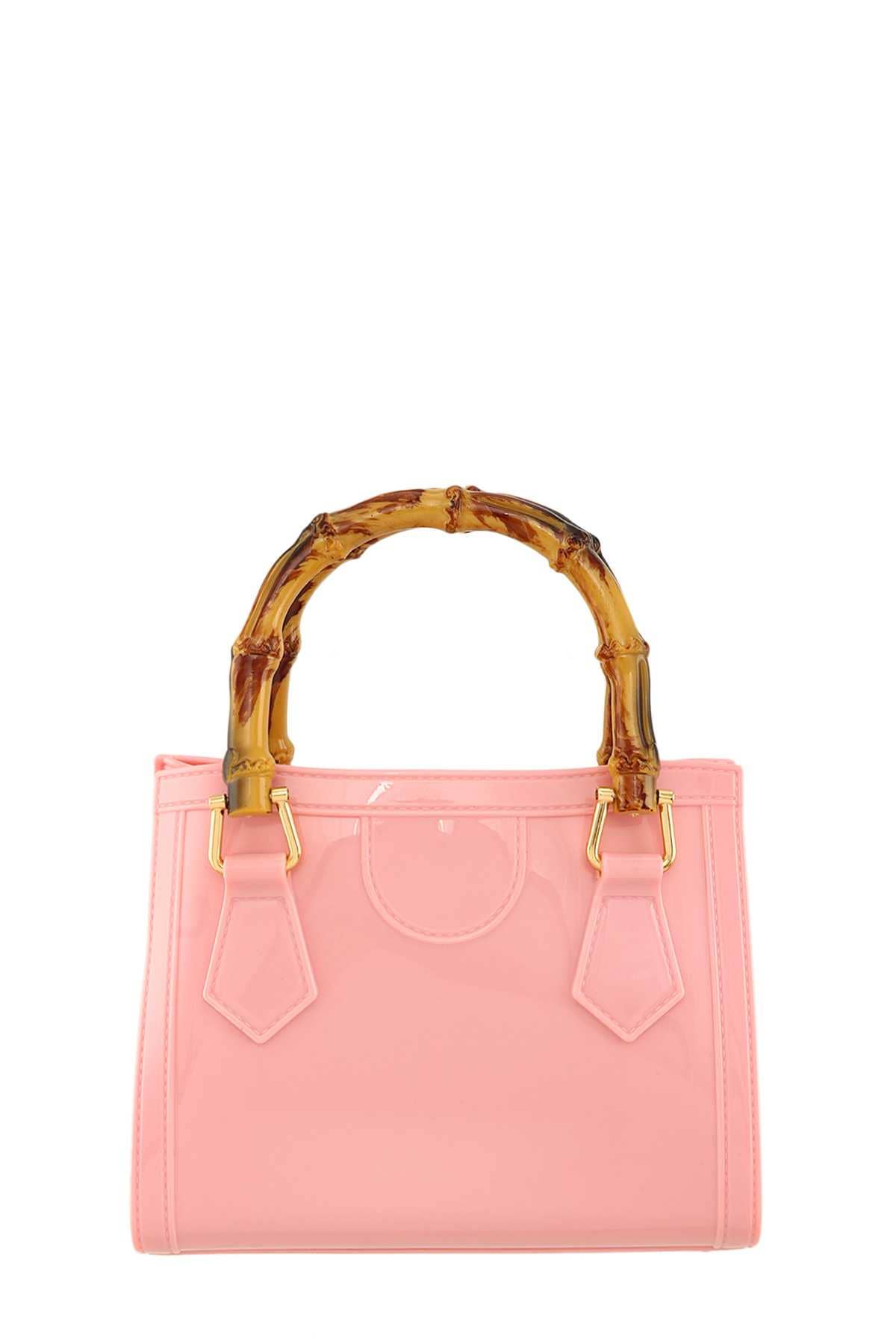 anbfashion - SQUARE SHAPE AND BAMBOO HANDLE JELLY BAG 2326: White