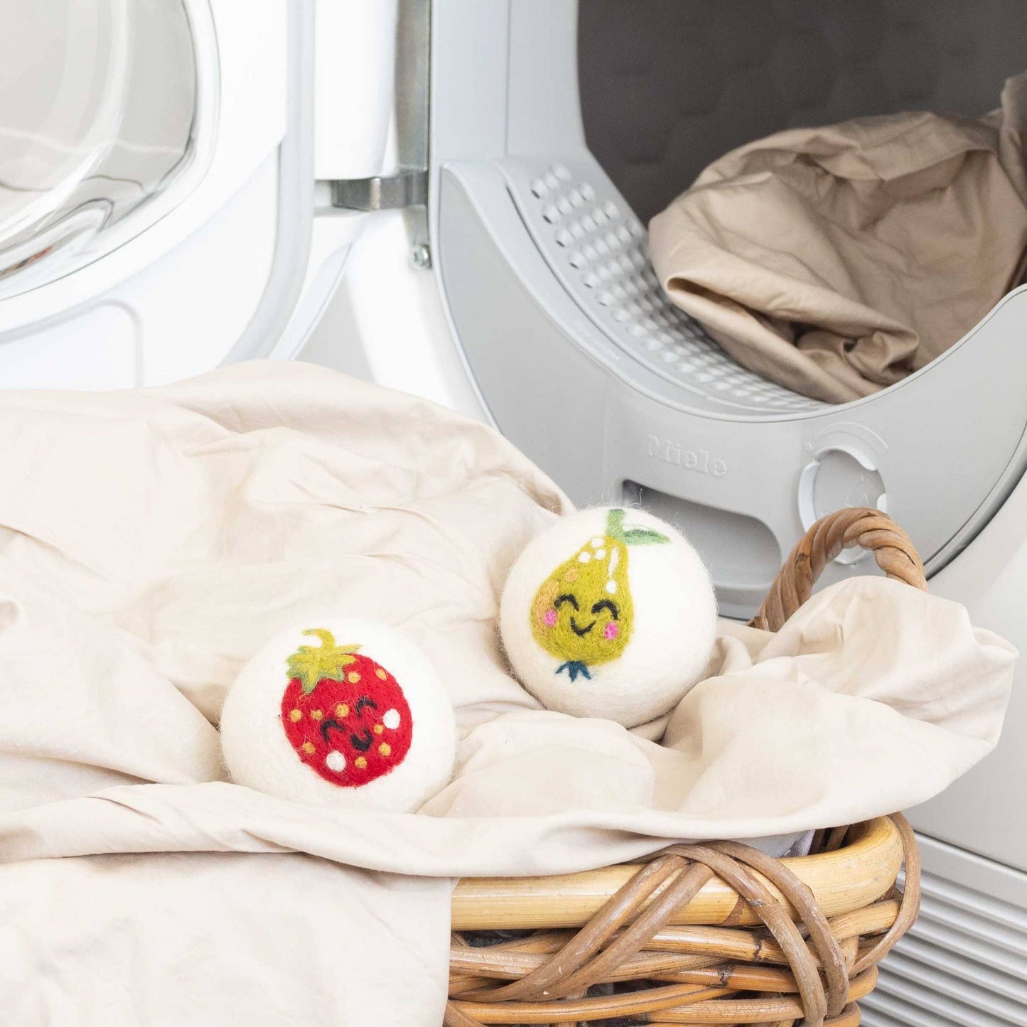 Ethical Global - Fruits: Strawberry, Pear, Plum, Bananas... Wool Dryer Balls: Strawberry