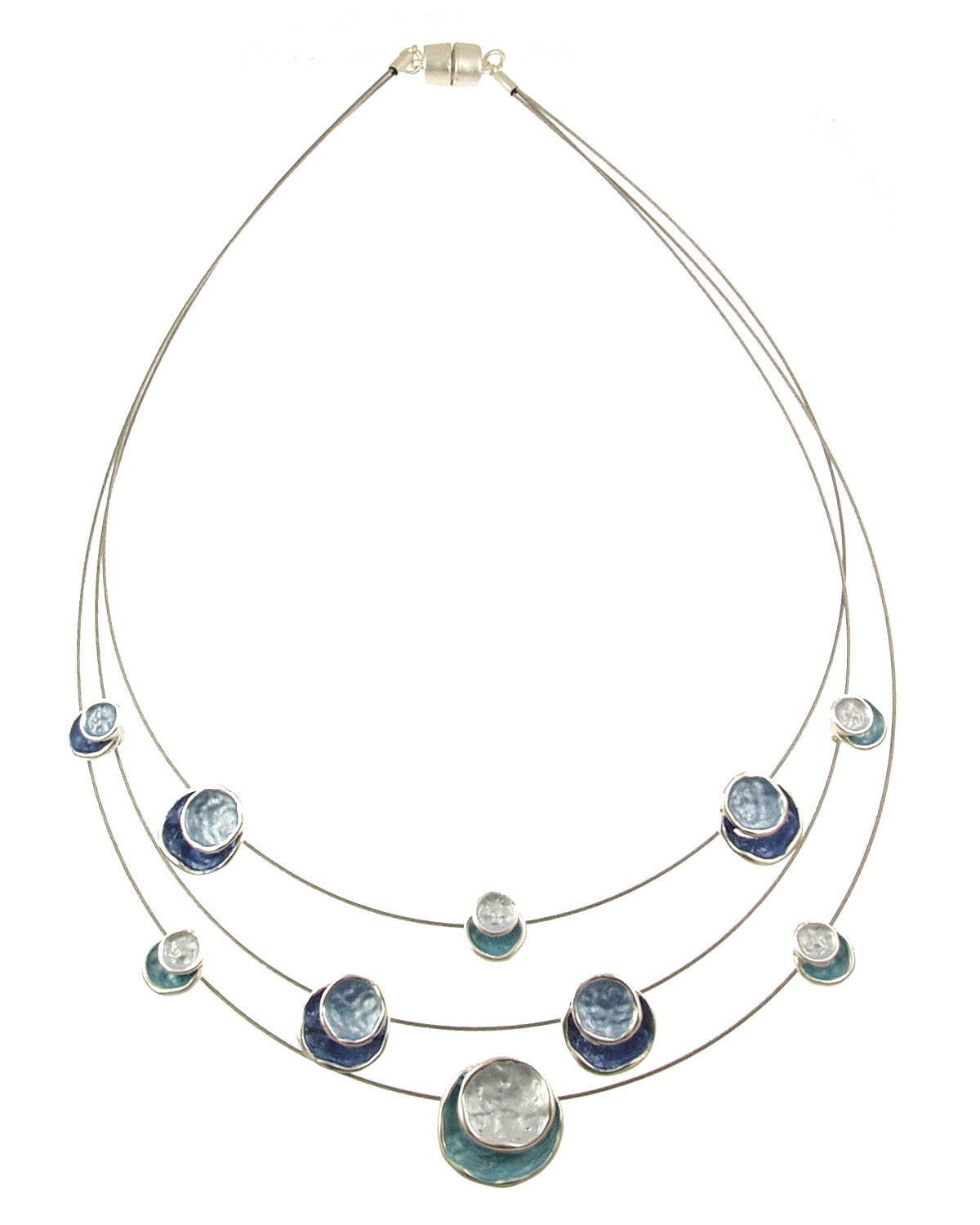 Origin Jewelry - 3-Strand, Layered Circle Necklace,: Aqua