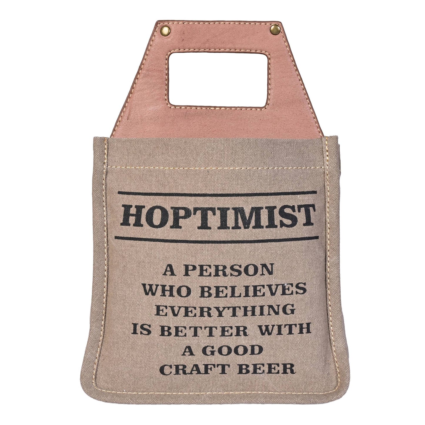 Mona B. - HOPTIMIST Beer Up-Cycled Canvas and Leather Beer/Wine Caddy