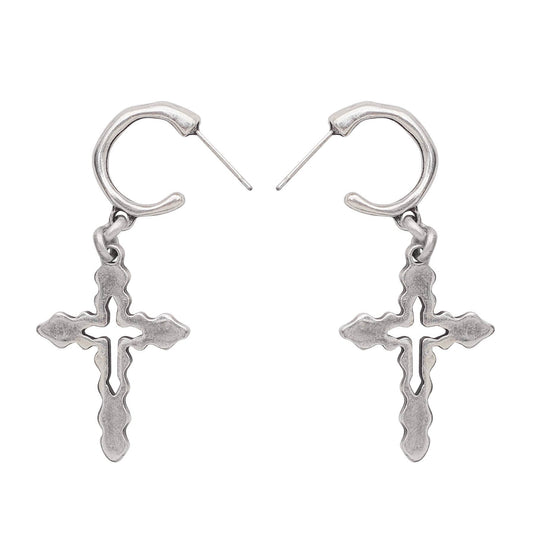 Chanour - Handmade Cross Pewter Earrings - 1952