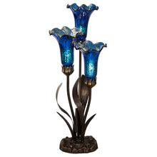 Load image into Gallery viewer, River of Goods - 21&quot;H Blue Mercury Glass 3 Lily Uplight Table Lamp