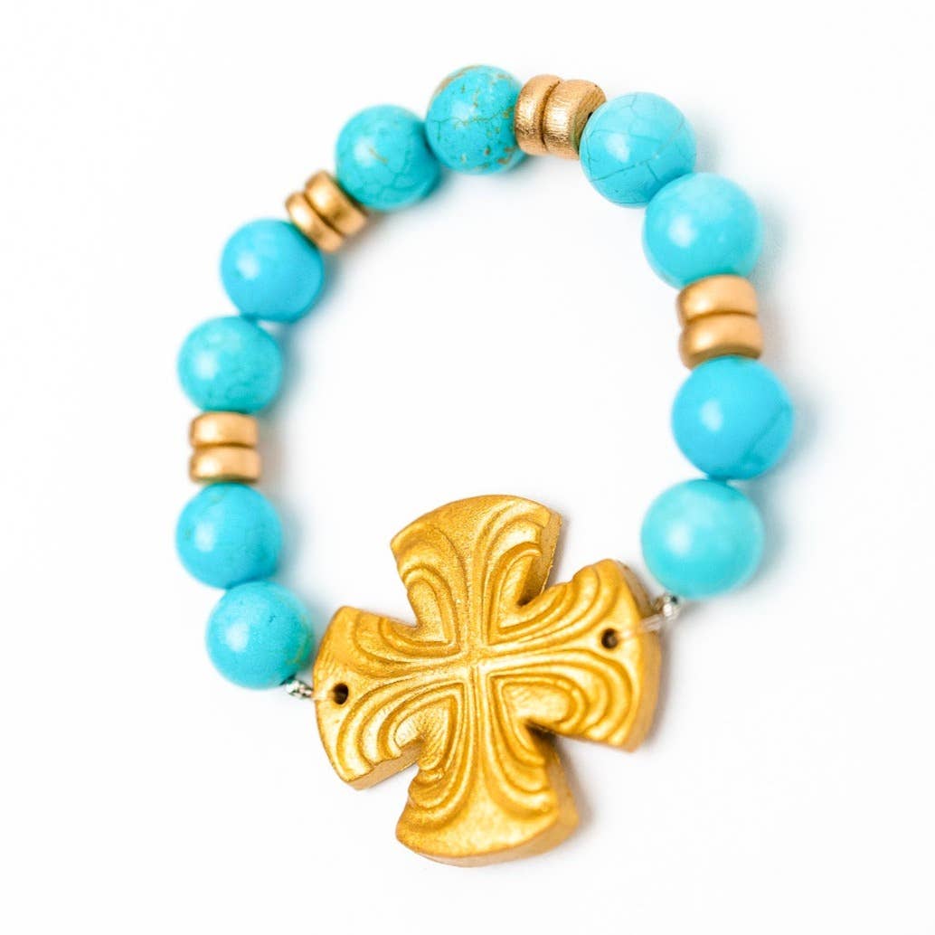 Hidden Truth Jewelry - Turquoise Jade with Friendship Cross Bracelet