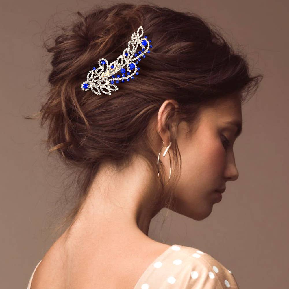 Sensibling Corp. - Round Stone Cluster Embellished Rhinestone Paved Hair Comb: AB,Silver