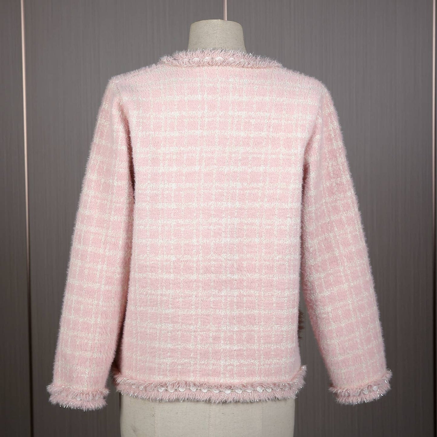 PEACH ACCESSORIES - SD187 Tweed soft cardigan: Black