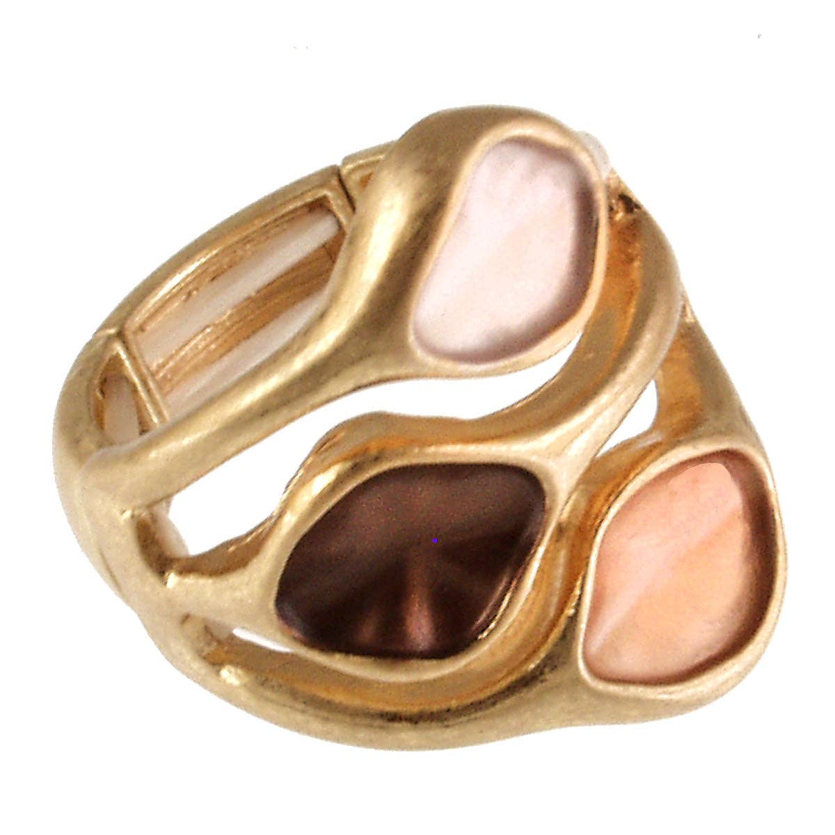 Origin Jewelry - Stretch Ring - Satori Coral, Slvr/Gray, Gold/Wht, Gold/Brwn: Silver L Grey White D.Ghite