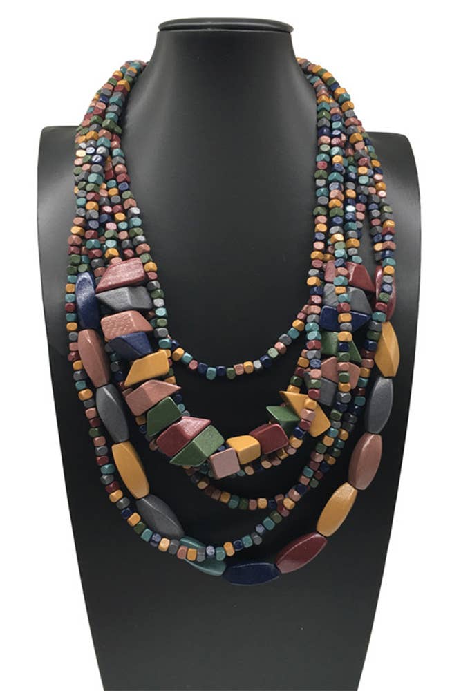 UNISHE - Colorful Wooden Necklace ZK1456: 09 / One Size