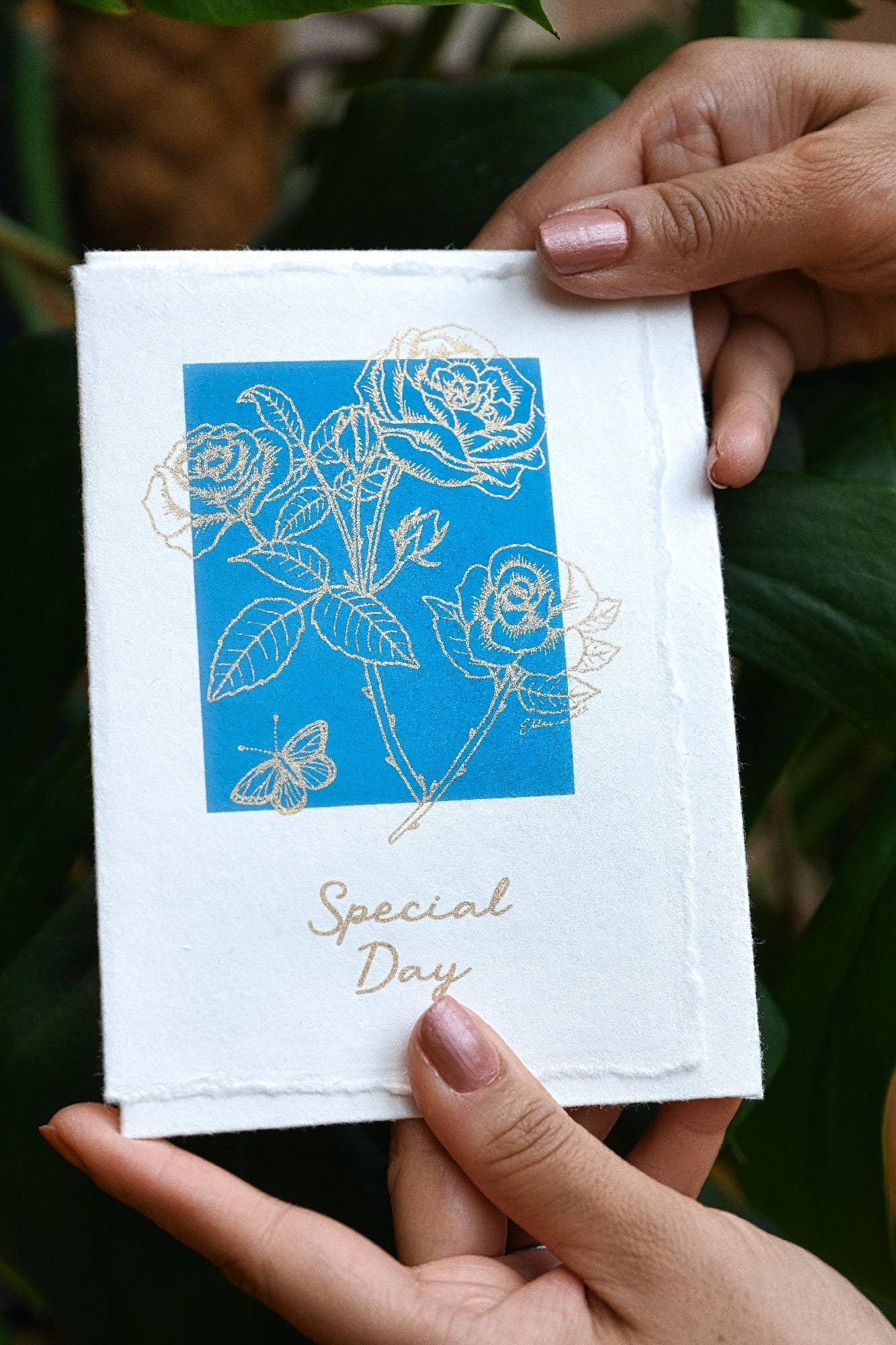 Paper Mirchi - Deckle Edge Cotton Card - GC Rose Azure