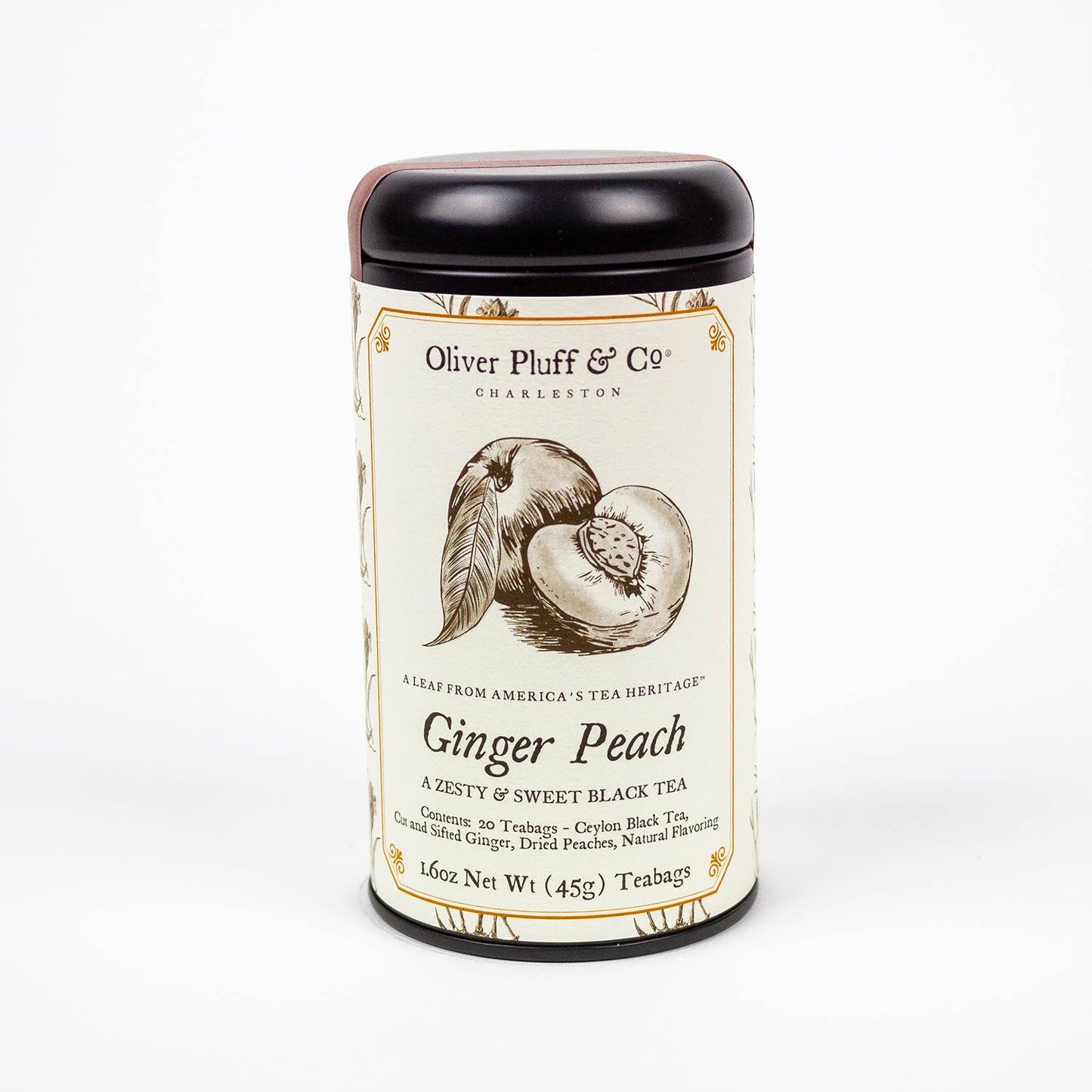 Oliver Pluff & Company - Ginger Peach Tea -- 20 Teabags in Signature Tea Tin