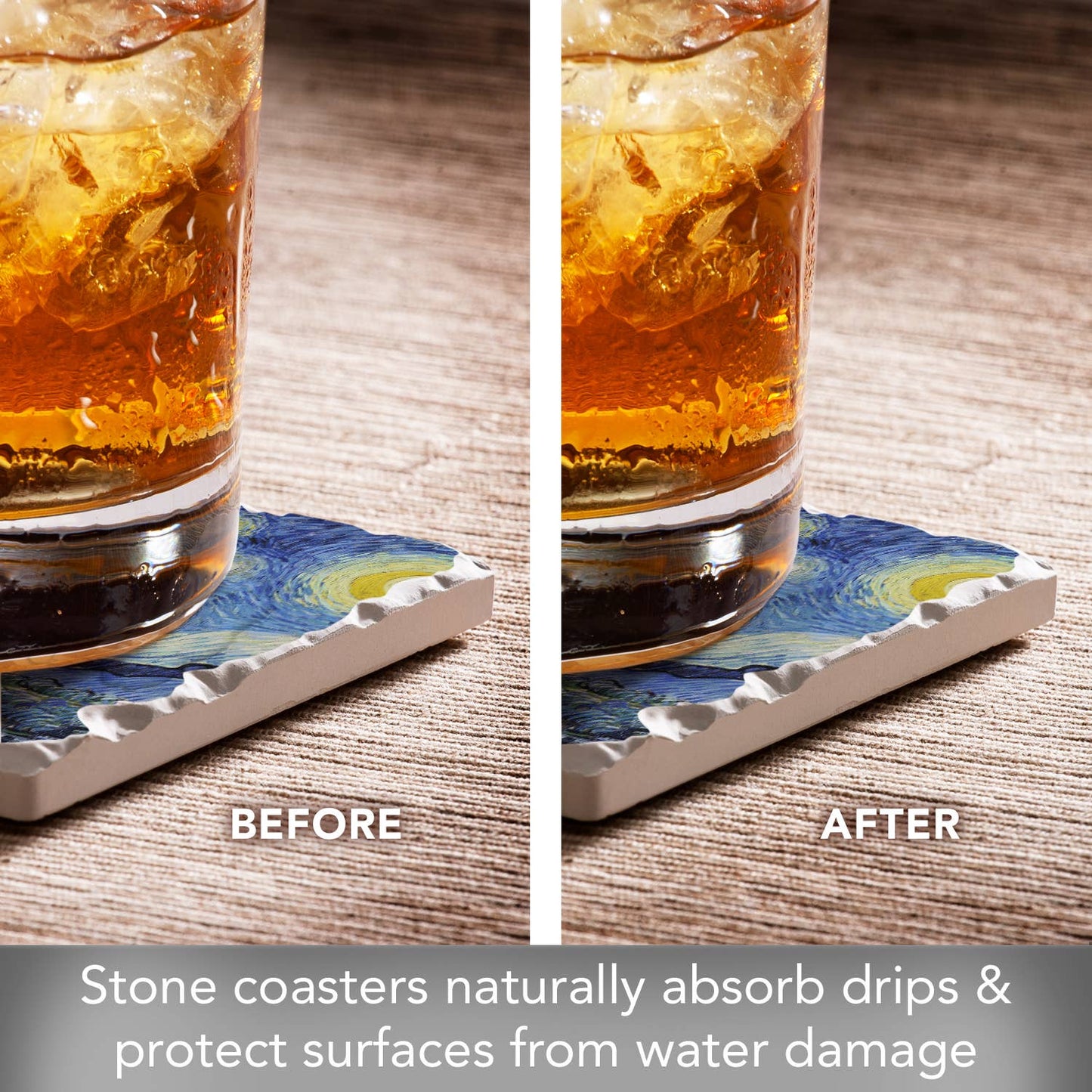 CounterArt/Highland Home/Thirstystone - Fine Art "Van Gogh Classics" 4pk Asst. Stone Coasters