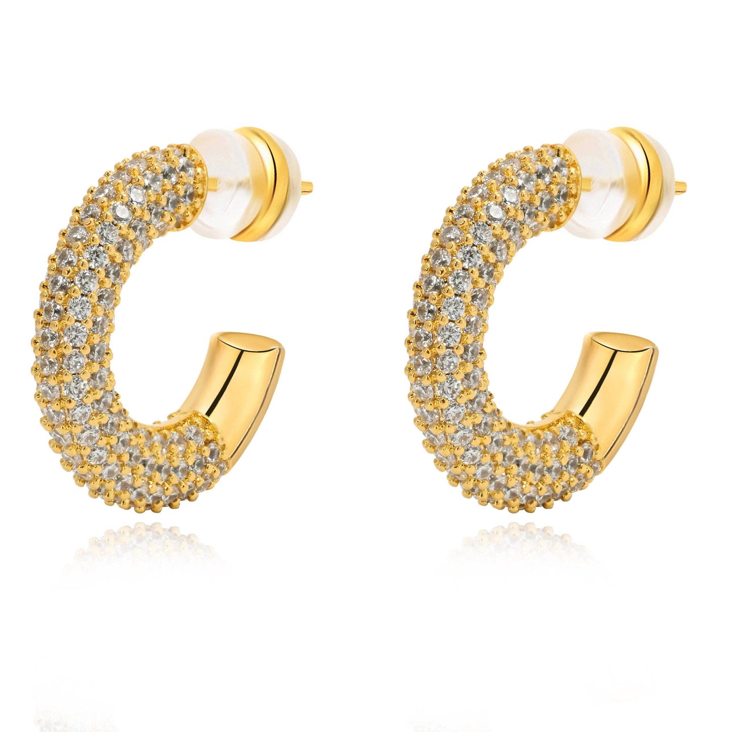 Sahira Jewelry Design - Demi Pave Hoop: Gold