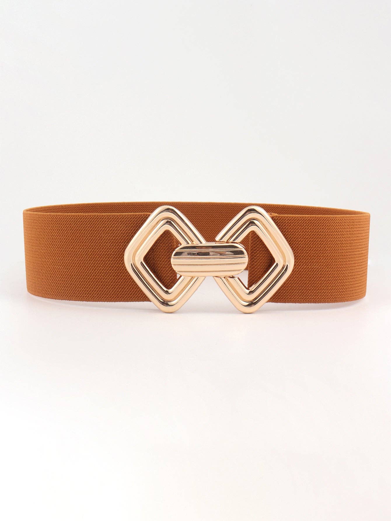 Kustom Kreations Goods - Geometric Buckle Elastic Wide Belt: Ochre / One Size