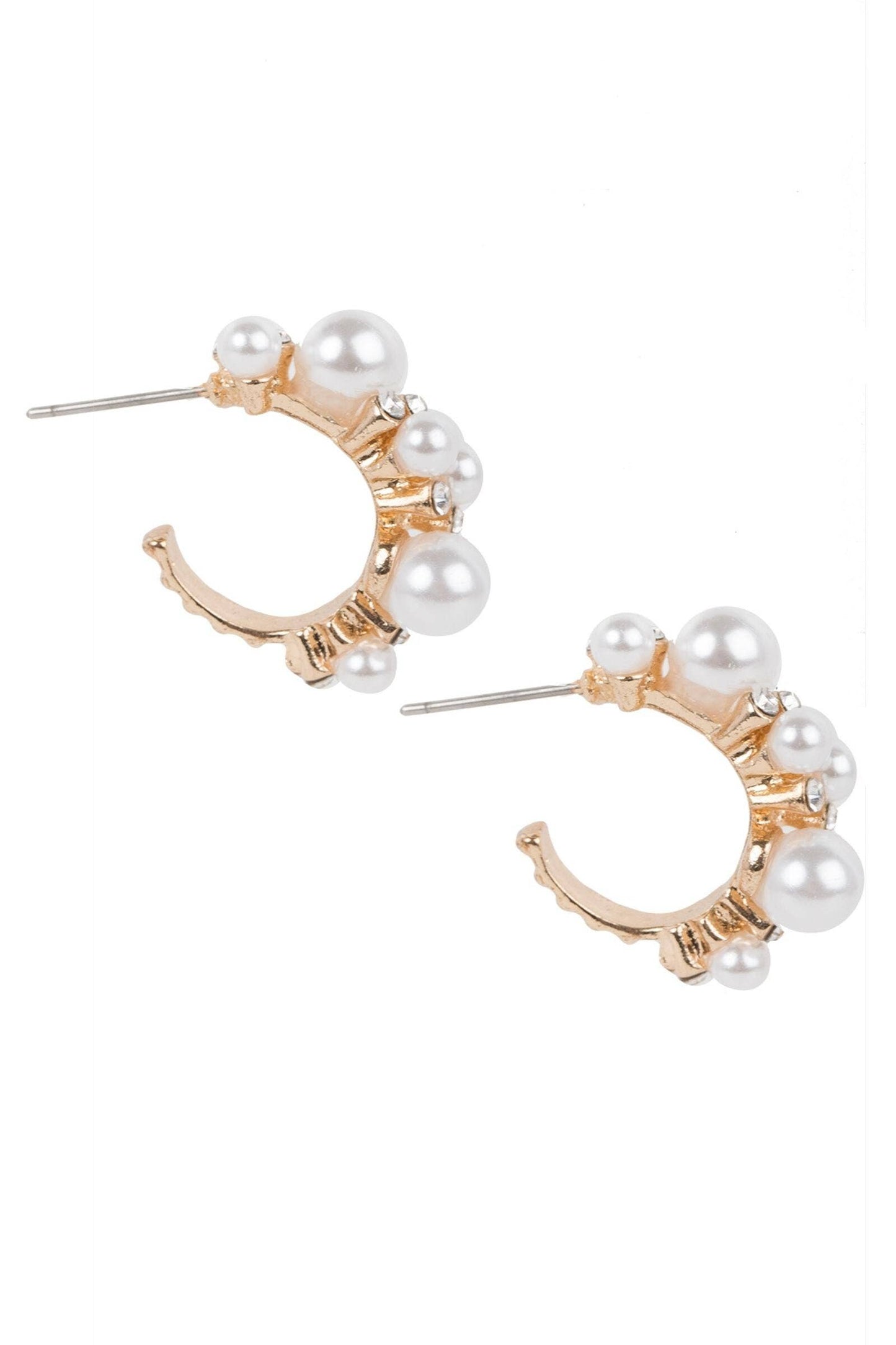 SAACHI - Scatter Genuine Pearl Hoop Earring With Crystal: Gold