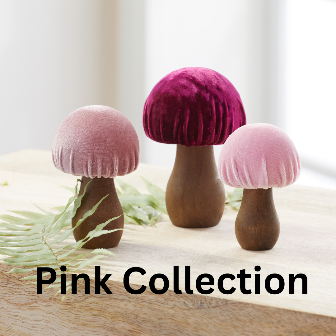 Your Heart's Content - Mushroom Velvet Sets All Season Decor, Nature Lover Gift: Velvet Pastel Set of 3