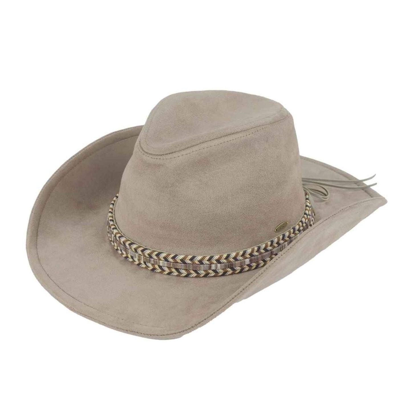 MiMi Wholesale - VCC0077 Anastasia Suede Cowboy Hat With Multi Thread Trim: Camel