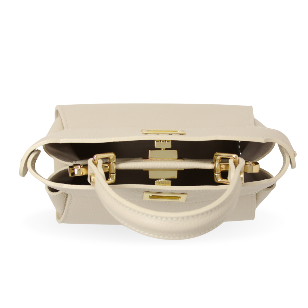 German Fuentes Handbags - GF0823 GENUINE ITALIAN LEATHER HANDLE AND CROSSBODY BAG: CAMEL