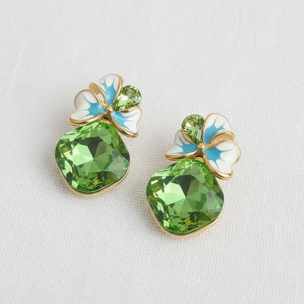 Ellemadera - Charming Floral Gemstone Drop Earrings