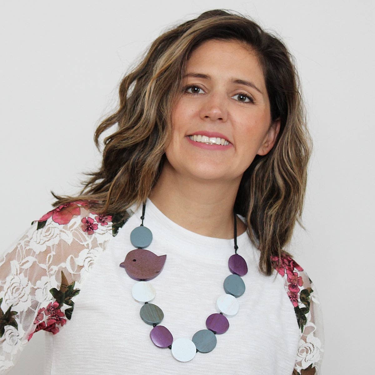 Sylca Designs - Purple Beaded Robin Necklace