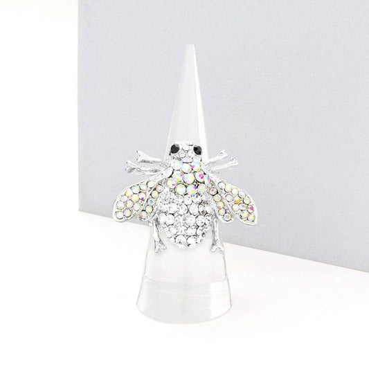 Sensibling Corp. - Crystal Honey Bee Stretch Ring: AB,Clear