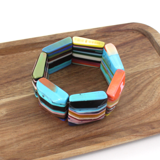 Pretty Persuasions - B23037 Bold Multi-Color Stretch Statement Bracelet