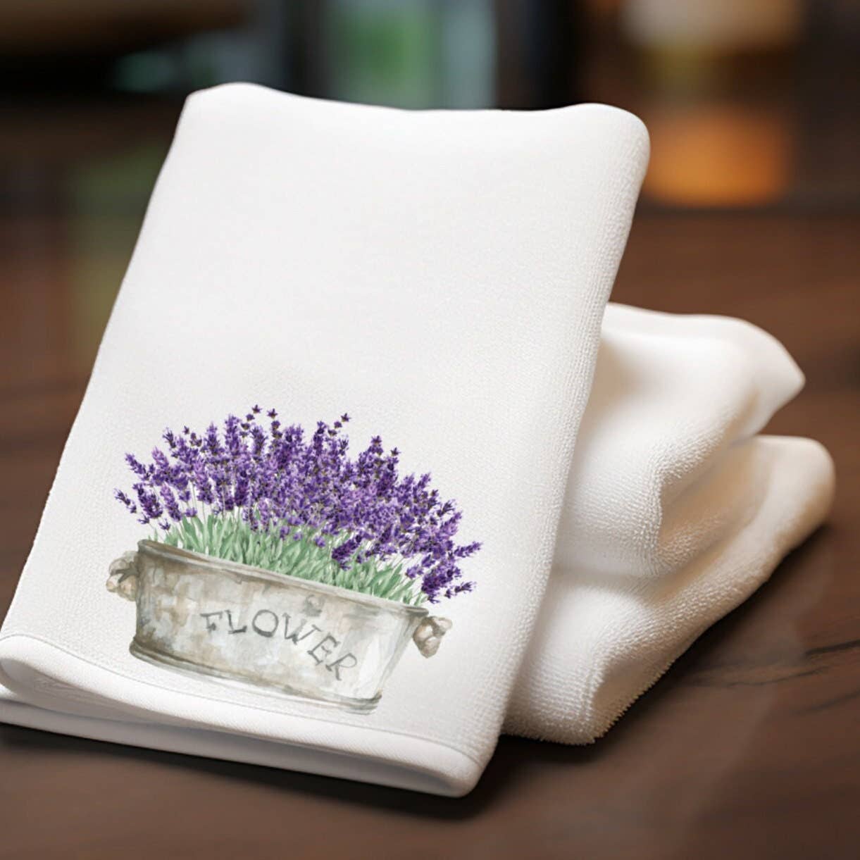 Fernville Creations - Chic Lavender Flower Tip Towel in Velour/Cotton Blend