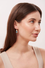 Load image into Gallery viewer, Schmuckoo Berlin - Oval Pearl &amp; Square Blue Chalcedony Earrings Gold