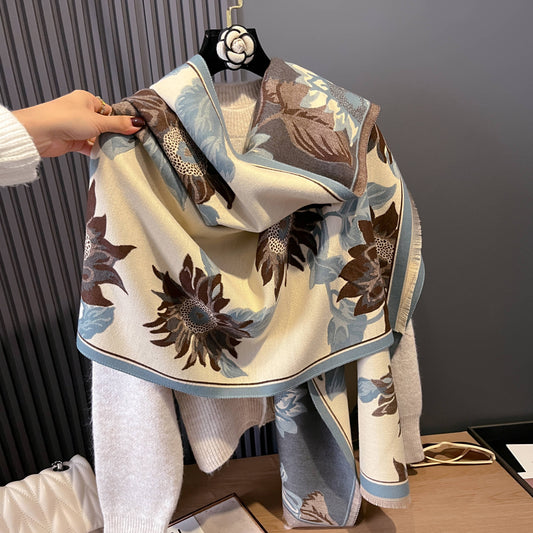 Winding River - Brown Sunflowers Reversible Wrap