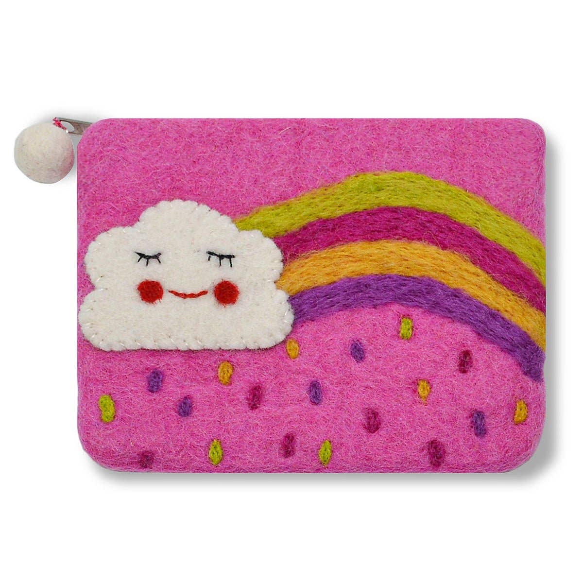 BNB Crafts Inc. - Cloud and Rainbow with Raindrop Coin Purse: Pink