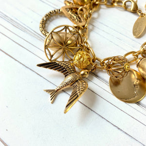 Lenora Dame - Vintage Inspired Gilded Charm Bracelet