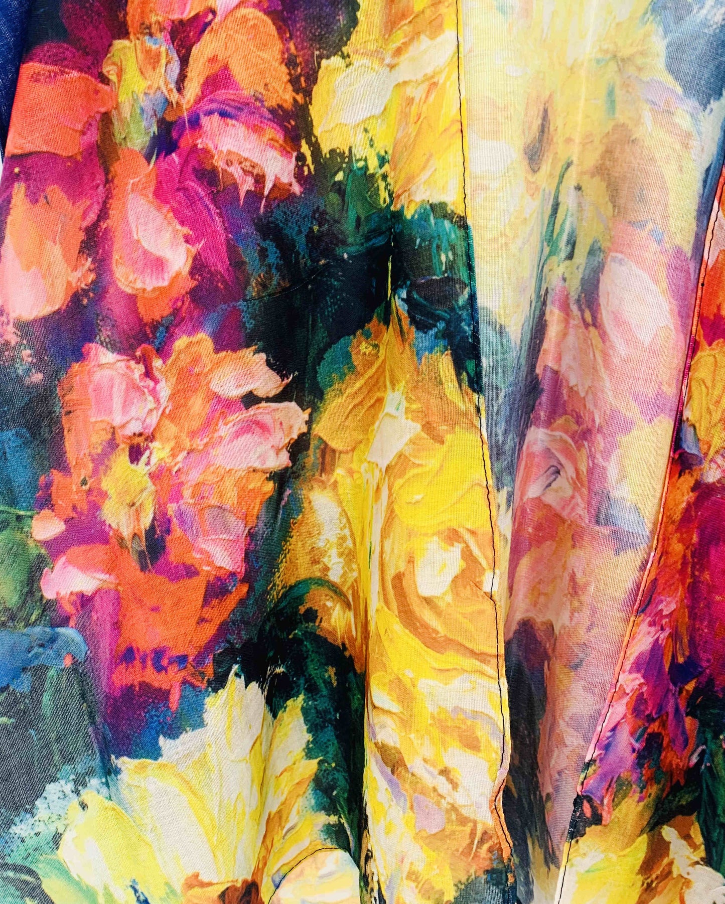 JC Sunny Fashion - JC062762 Blue-Multi Monet Floral Painting Kimono