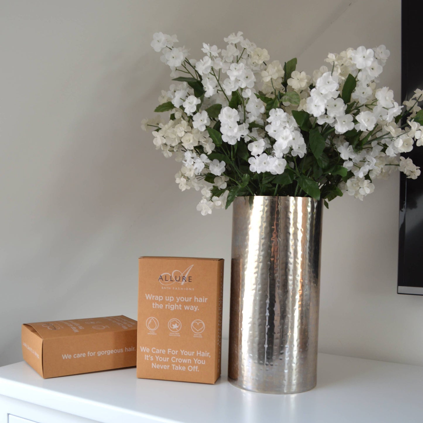 Allure Bath Fashions - Towelling Hair Wraps 100% Cotton - Pack of 2: White