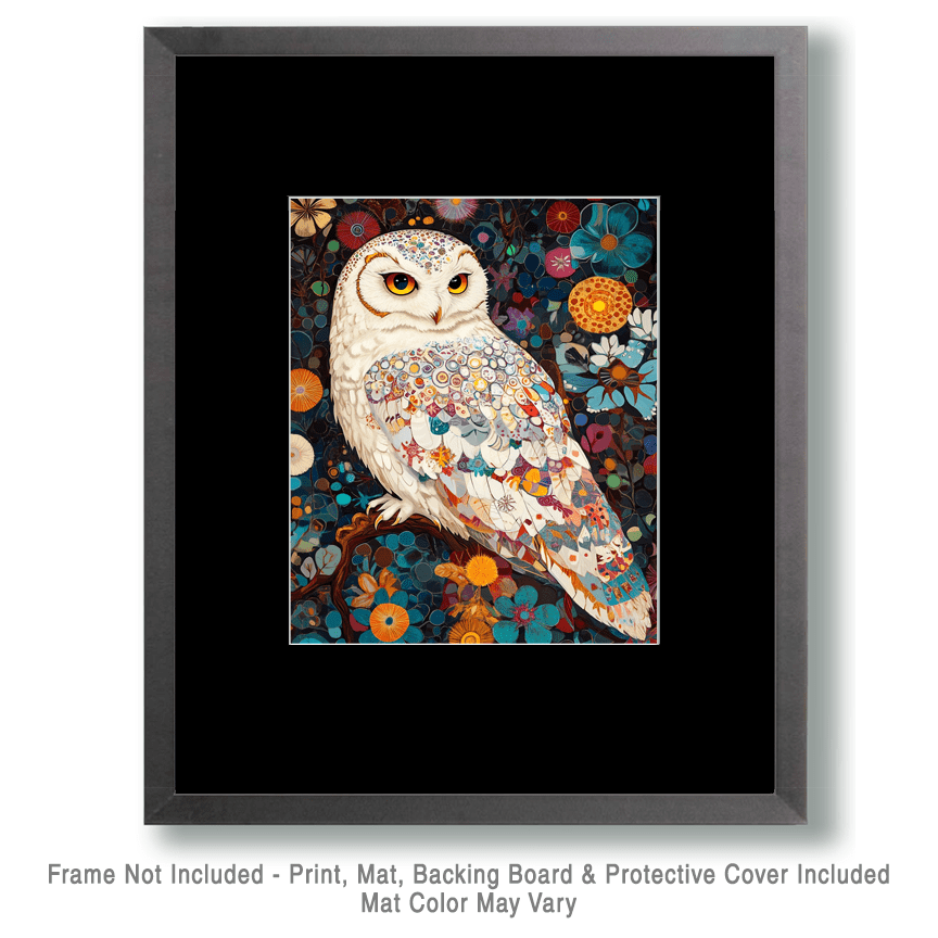 Mowbi - Abstract Snowy Owl - Abstract Art - Nature Wildlife Wall Art – 8″x10″ Artwork – 11″x14″ Matte