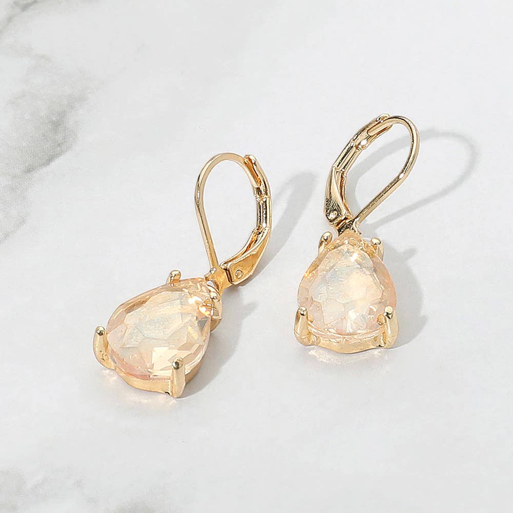 Sensibling Corp. - Teardrop Glass Stone Drop Dangle Earrings: AB,White