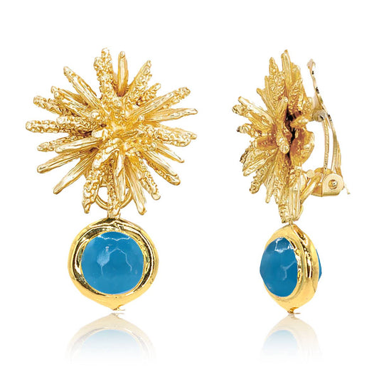 KARINE SULTAN - Coriandoli Clip-on Starburst Earrings – Elegant & Colorful: Aquamarine Blue