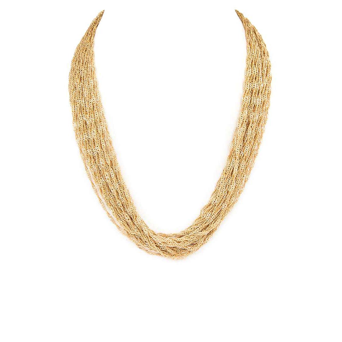 Artini Accessories - Twisted Fine Chain Layered Necklace: Gold