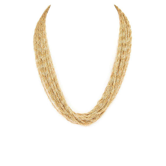Artini Accessories - Twisted Fine Chain Layered Necklace: Gold