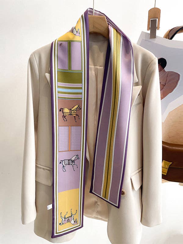 UZ Wholesale Store - Animal Printed Striped Scarf: BLUE / One_size