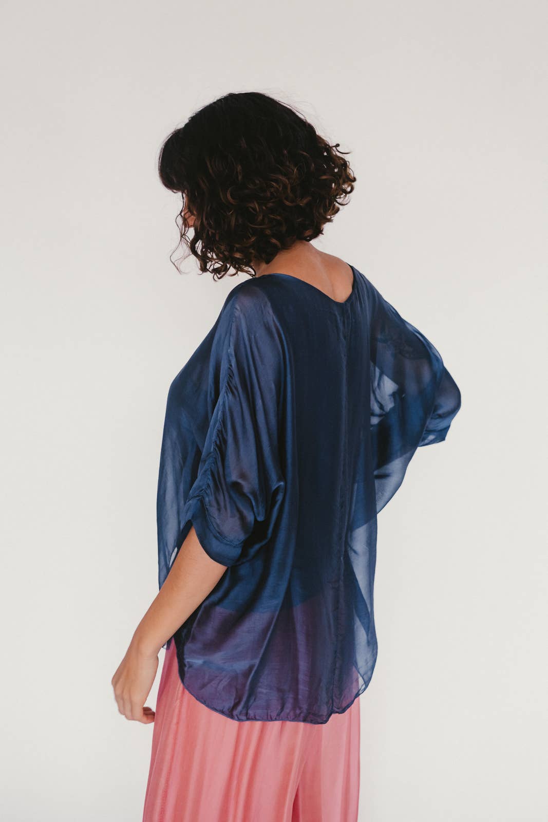 Dance in Paris - Top with Double Silk Layers and Camisole  "BEST SELLER": One Size / Ruby Red