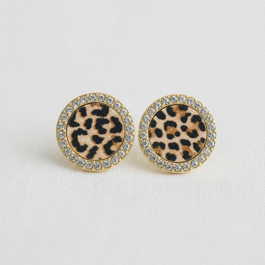 Ellemadera - Artistic Geometric Leopard Print Drop Earrings