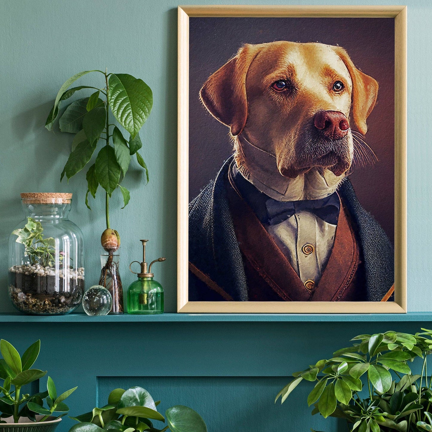 Ink & Drop - Yellow Labrador Animal Head Print: 11 ¾ x 15 ¾ in | 30x40 cm / Matte