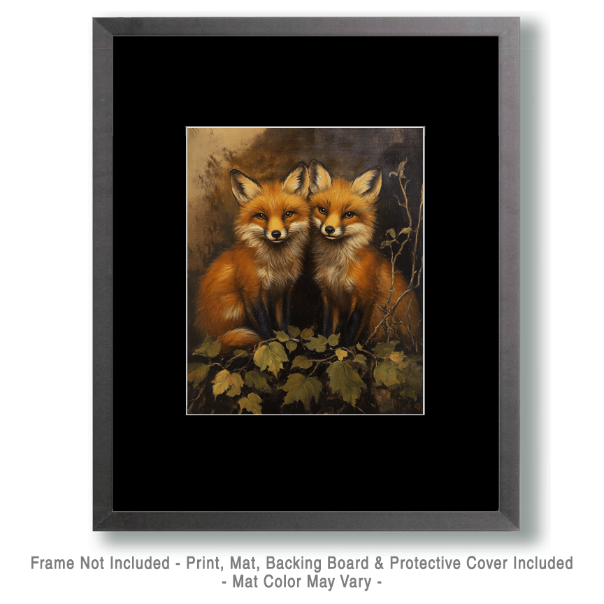 Mowbi - Pair of Foxes - Animal Still Life Wall Art Prints – 8″x10″ Artwork for 11″x14″ Frame
