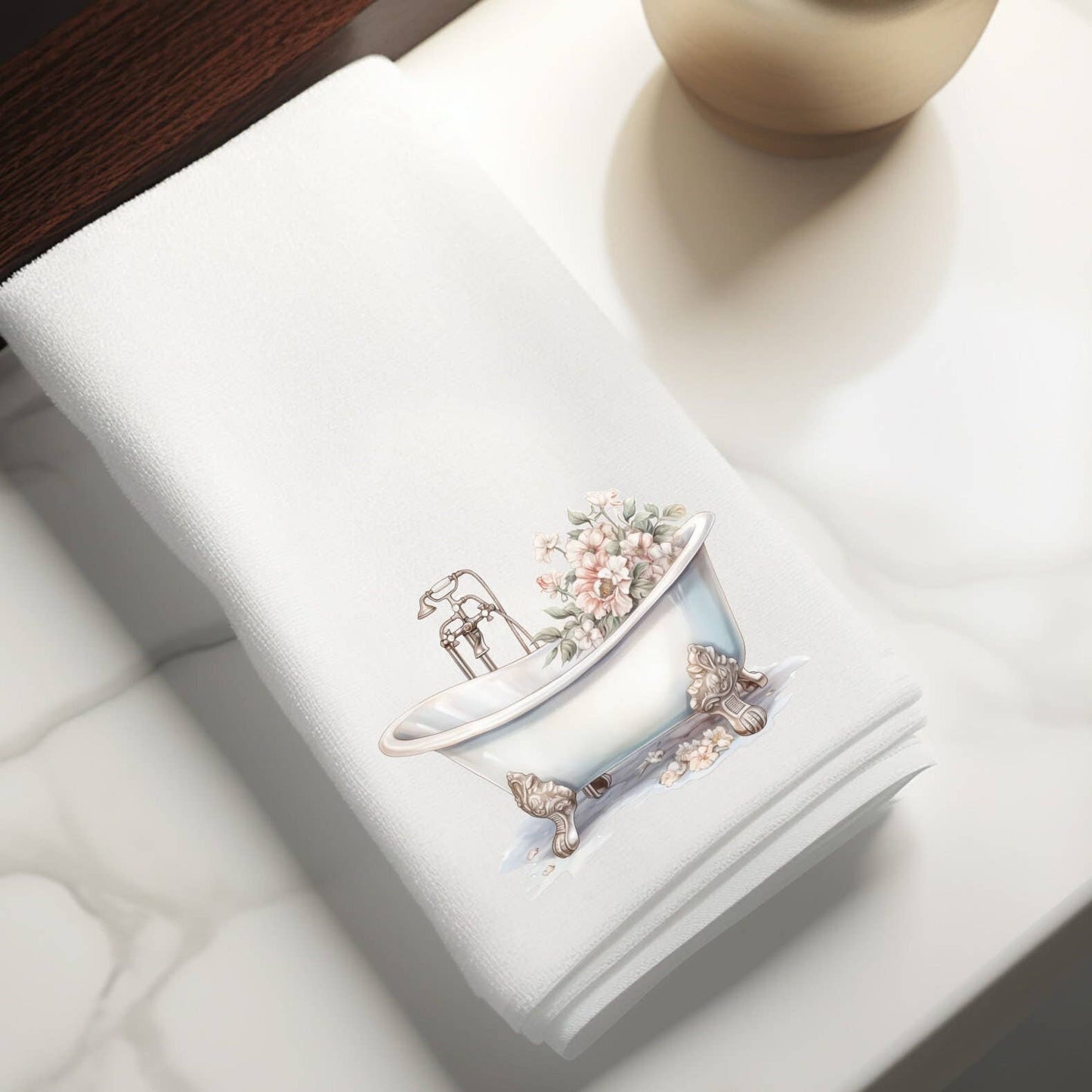 Fernville Creations - Vintage Luxury Floral Fingertip Towel for Bathroom and Spa